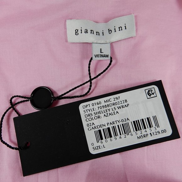 Gianni Bini Shelley V-Neck Long Sleeve Wrap DRESS S M Azalea Pink NEW $129 - Picture 3 of 7
